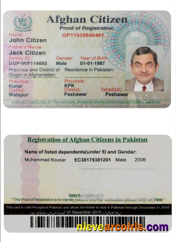AFGHANISTAN Citizen proof of registration card